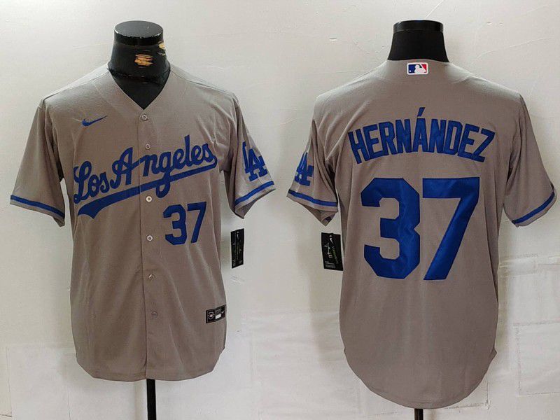 Men Los Angeles Dodgers #37 Hernandez Grey Nike Game 2024 MLB Jersey style 72410->los angeles dodgers->MLB Jersey